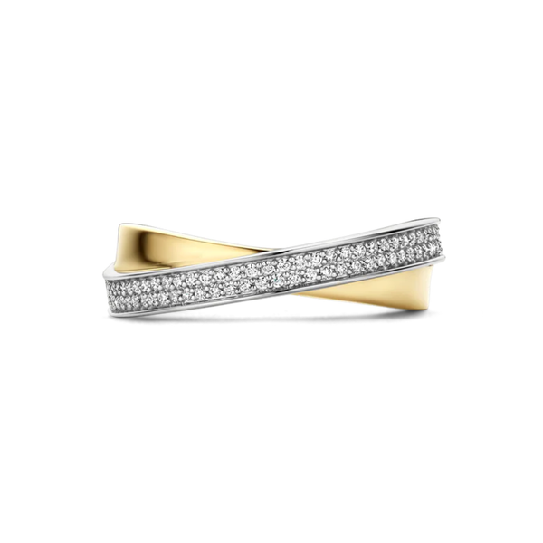 TI SENTO Double Band Cubic Zirconia Crossover Ring