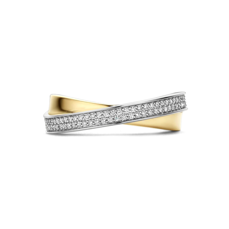 TI SENTO Double Band Cubic Zirconia Crossover Ring