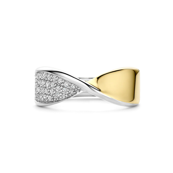 TI SENTO Twist Half Cubic Zirconia Ring