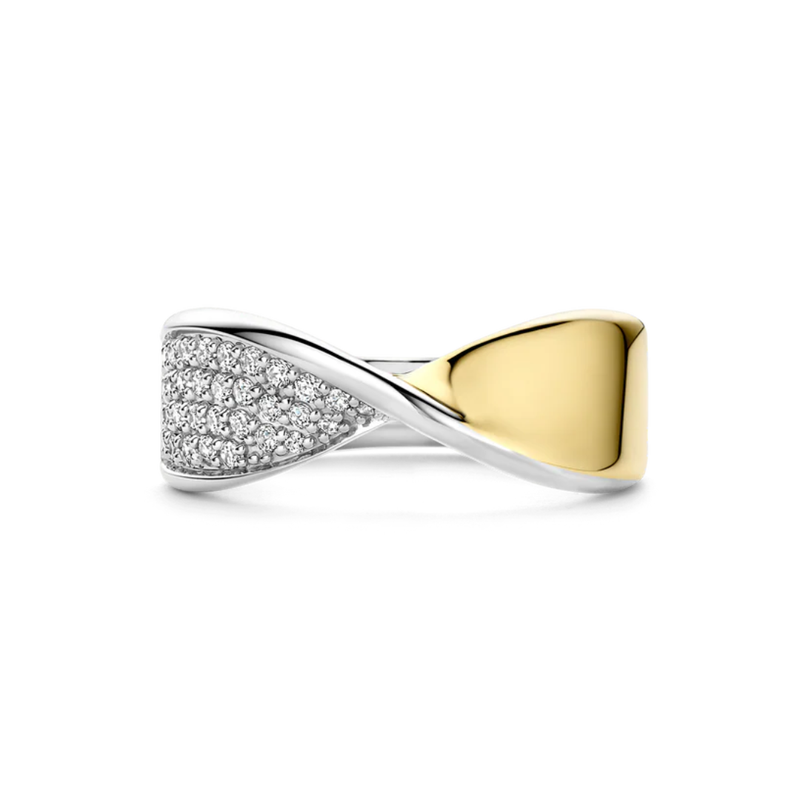 TI SENTO Twist Half Cubic Zirconia Ring