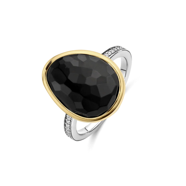 TI SENTO Bezel Gemstone Ring w Cubic Zirconia Sides