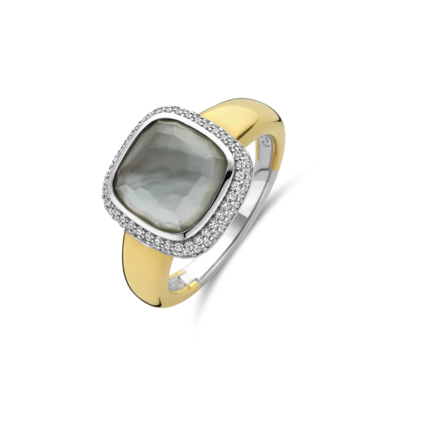 TI SENTO Gemstone Ring w Cubic Zirconia Halo