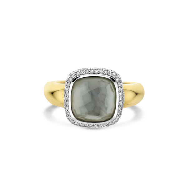 TI SENTO Gemstone Ring w Cubic Zirconia Halo