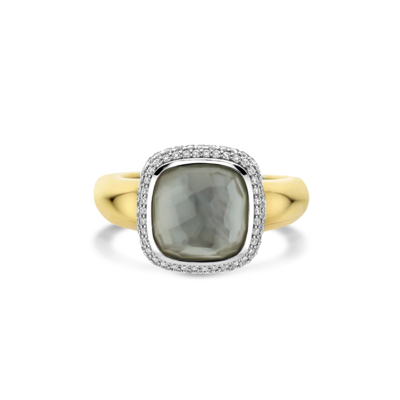 TI SENTO Gemstone Ring w Cubic Zirconia Halo