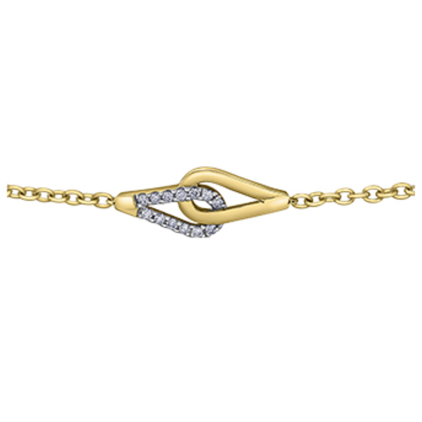 10K Yellow Gold .104ctw Diamond Interlocking Bracelet