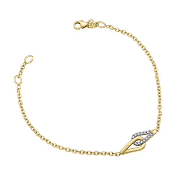 10K Yellow Gold .104ctw Diamond Interlocking Bracelet