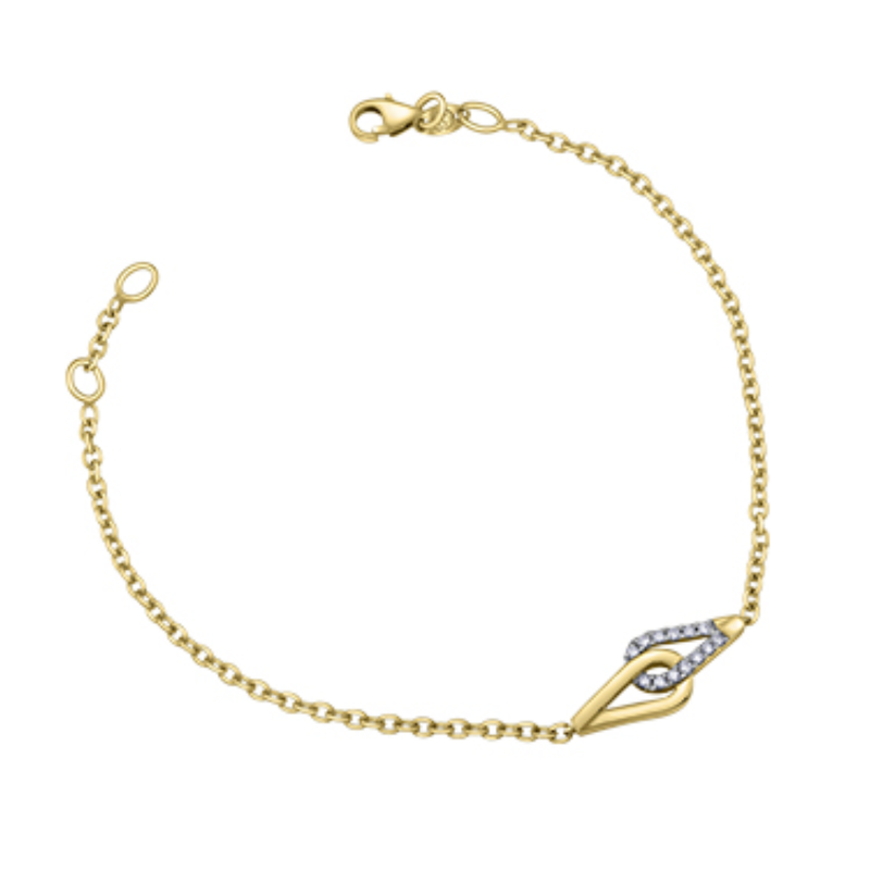 10K Yellow Gold .104ctw Diamond Interlocking Bracelet