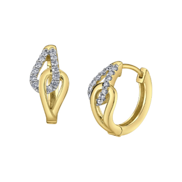 10K Yellow Gold .208ctw Diamond Interlocking Hoops