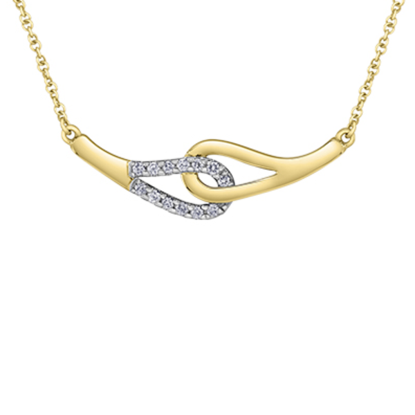 10K Yellow Gold .13ctw Diamond Interlocking Necklace