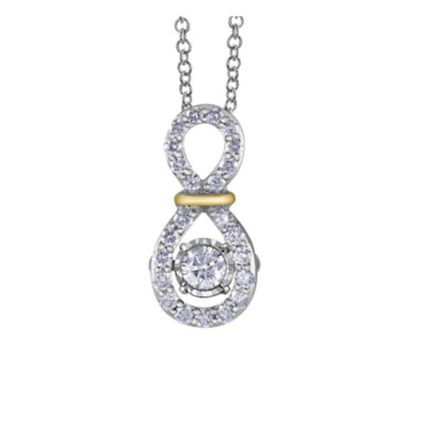 10K White & Yellow Gold .30ctw Diamond Pulse Infinity Pendant on a Chain