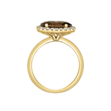 10K Yellow Gold Oval Smokey Quartz &.16ctw Diamond Halo Ring