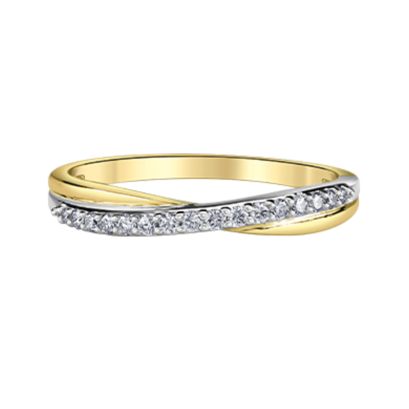 10K Yellow Gold .15ctw Diamond Crossover Fancy Band
