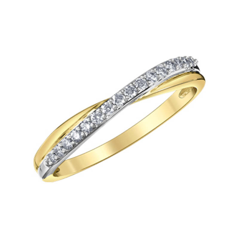 10K Yellow Gold .15ctw Diamond Crossover Fancy Band