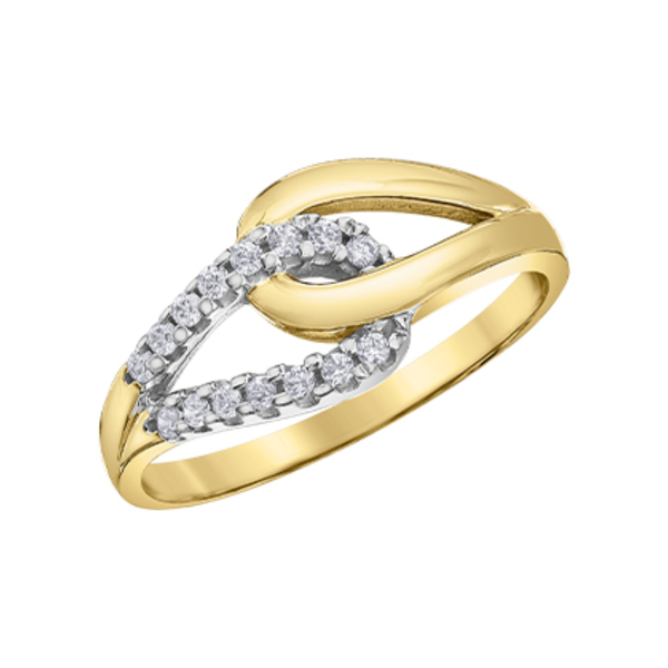 10K Yellow Gold .15ctw Diamond Interlocking Fancy Ring