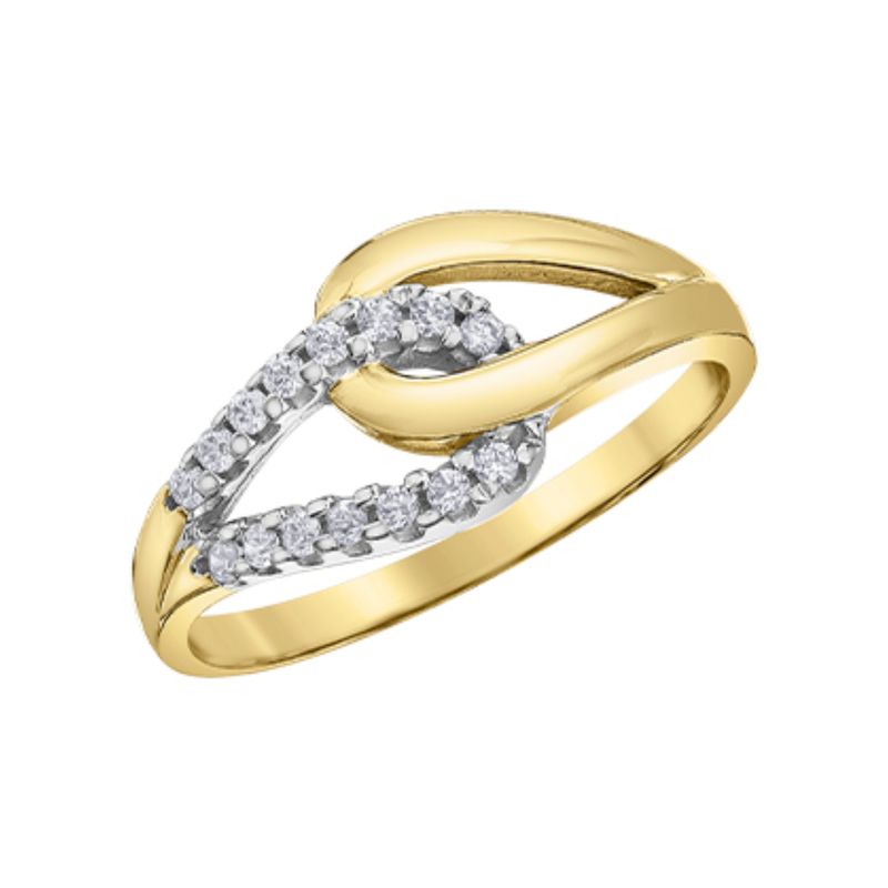 10K Yellow Gold .15ctw Diamond Interlocking Fancy Ring