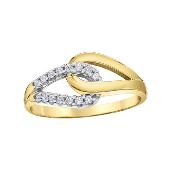 10K Yellow Gold .15ctw Diamond Interlocking Fancy Ring