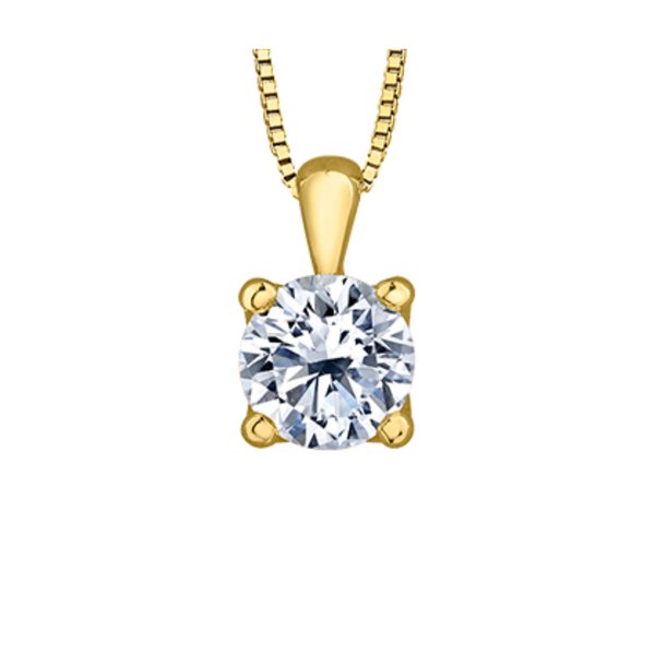 14K Yellow Gold .50ct Canadian Diamond Solitaire Pendant on a Chain