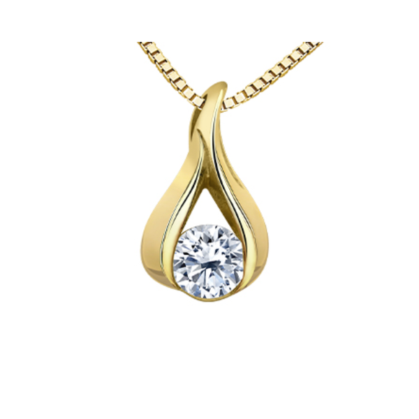 14K Yellow Gold .233ct Canadian Diamond Teardrop Pedant on a Chain