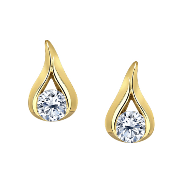 14K Yellow Gold .128ctw Canadian Diamond Teardrop Studs