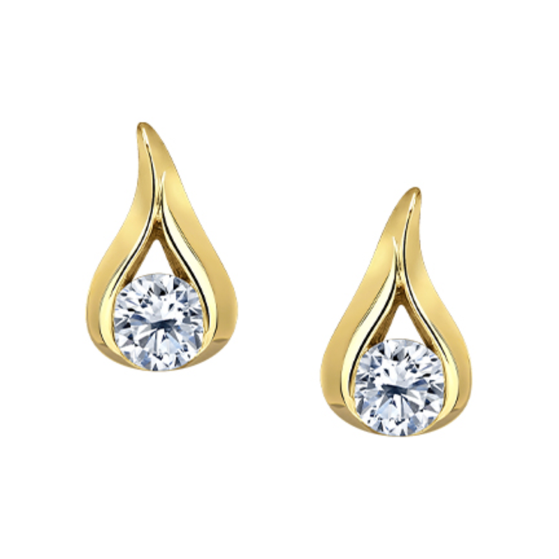 14K Yellow Gold .128ctw Canadian Diamond Teardrop Studs