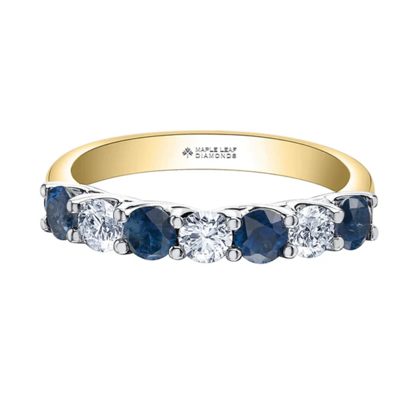 14K Yellow & White Gold Sapphire & .429ctw Canadian Diamond Ring