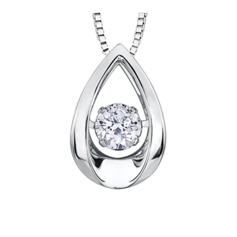 10K White Gold .05ct Diamond Pulse Pendant on a Chain