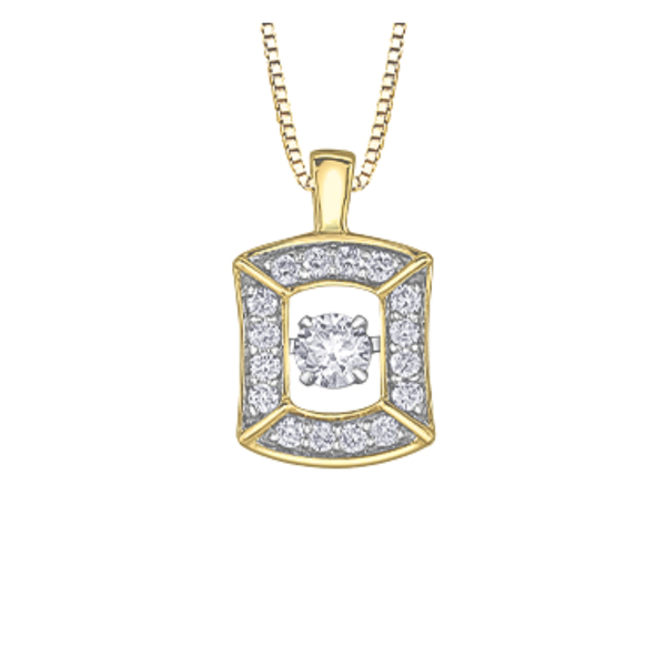 10K Yellow & White Gold .30ctw Diamond Pulse Rectangle Pendant on a Chain