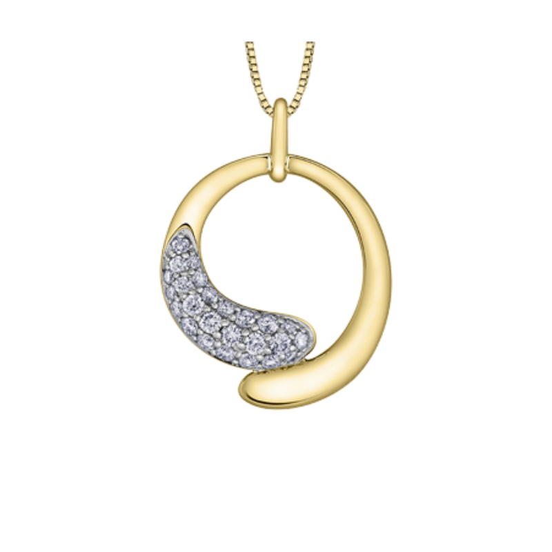 10K Yellow Gold .501ctw Diamond Open Circle Pendant on a Chain