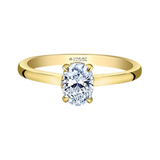14K Yellow Gold .765ctw Canadian Oval Solitaire Ring w Hidden Halo