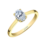 14K Yellow Gold .765ctw Canadian Oval Solitaire Ring w Hidden Halo