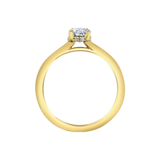 14K Yellow Gold .765ctw Canadian Oval Solitaire Ring w Hidden Halo