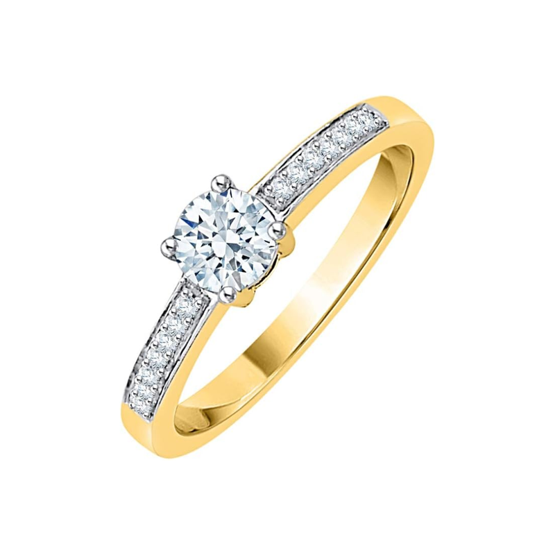 14K Yellow & White Gold .501ctw Canadian Diamond Ring w Channel Sides & Underheard Accents
