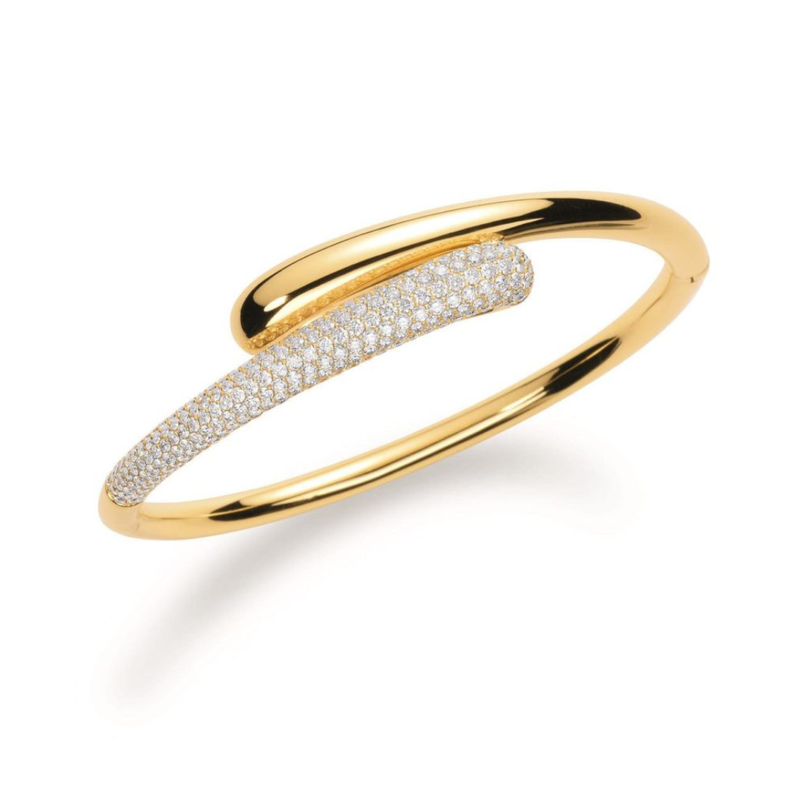 10K Yellow Gold 1.25ctw Diamond Overlap Bangle Bracelet