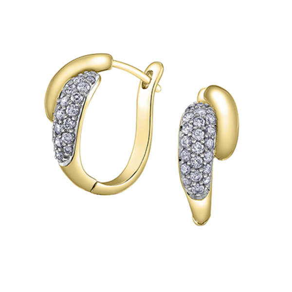 10K Yellow Gold .452ctw Diamond Overlap Hoops