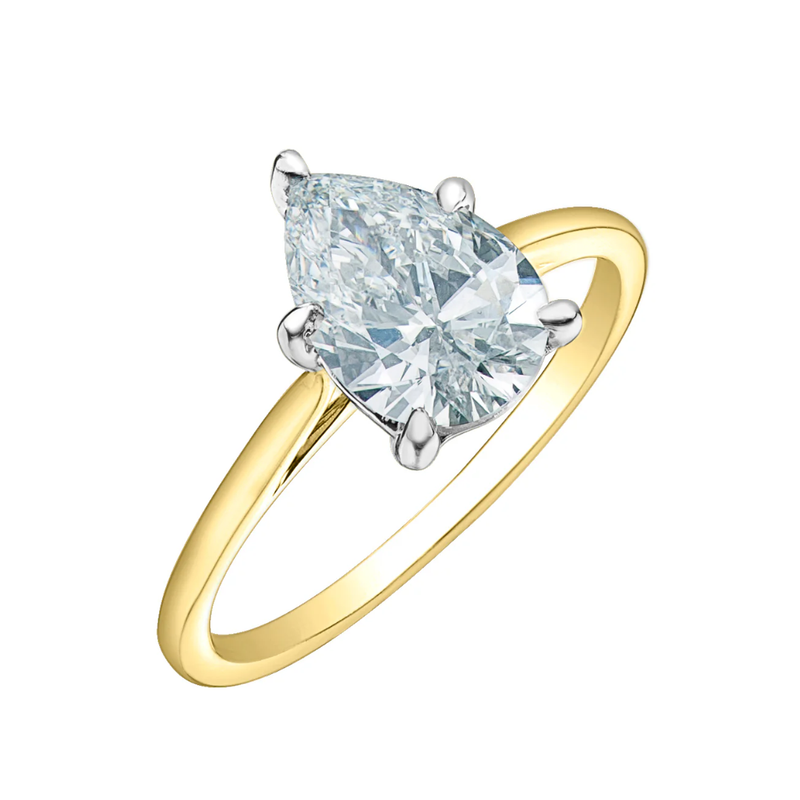 14K Yellow & White Gold 2.08ct Pear Lab Grown Diamond Solitaire Ring