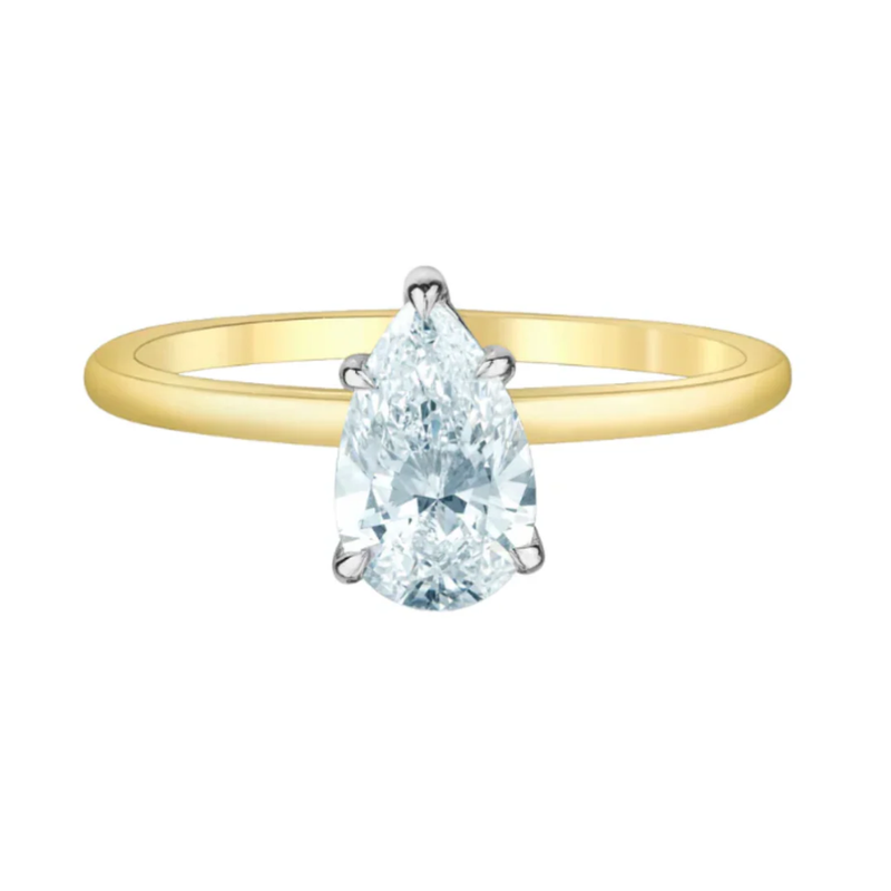 14K Yellow & White Gold 2.08ct Pear Lab Grown Diamond Solitaire Ring