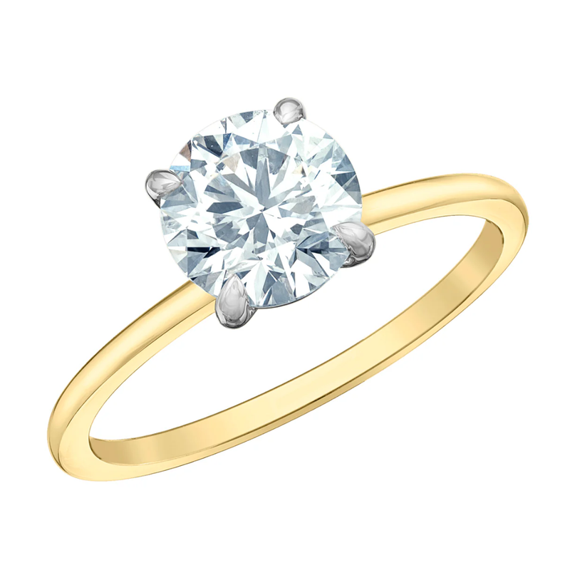 14K Yellow & White Gold 2.10ct LAB Grown Diamond Solitaire Ring