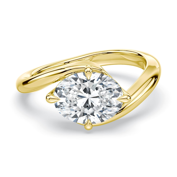 14K Yellow Gold 2.50ct Lab Grown East-West Set Diamond Solitaire Ring