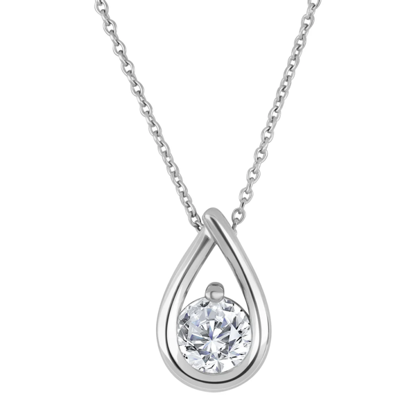 Sterling Silver .50ct Lab Grown Diamond Teardrop Pendant on a Chain