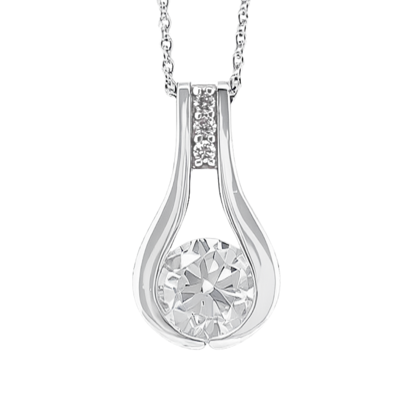 Sterling Silver .30ctw Lab Grown Diamond Teardrop Pendant on a Chain