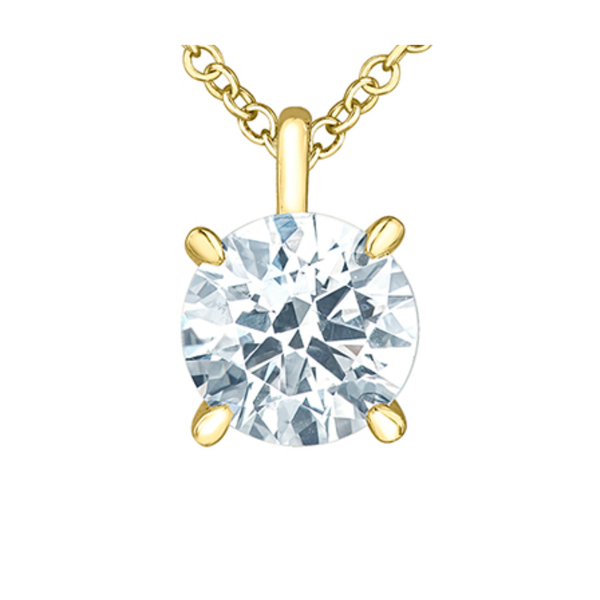 10K Yellow Gold 1.59ct Lab Grown Diamond Solitaire Pendant on a Chain