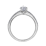 14K White Gold .55ctw Canadian Pear Diamond Ring w Pave Sides