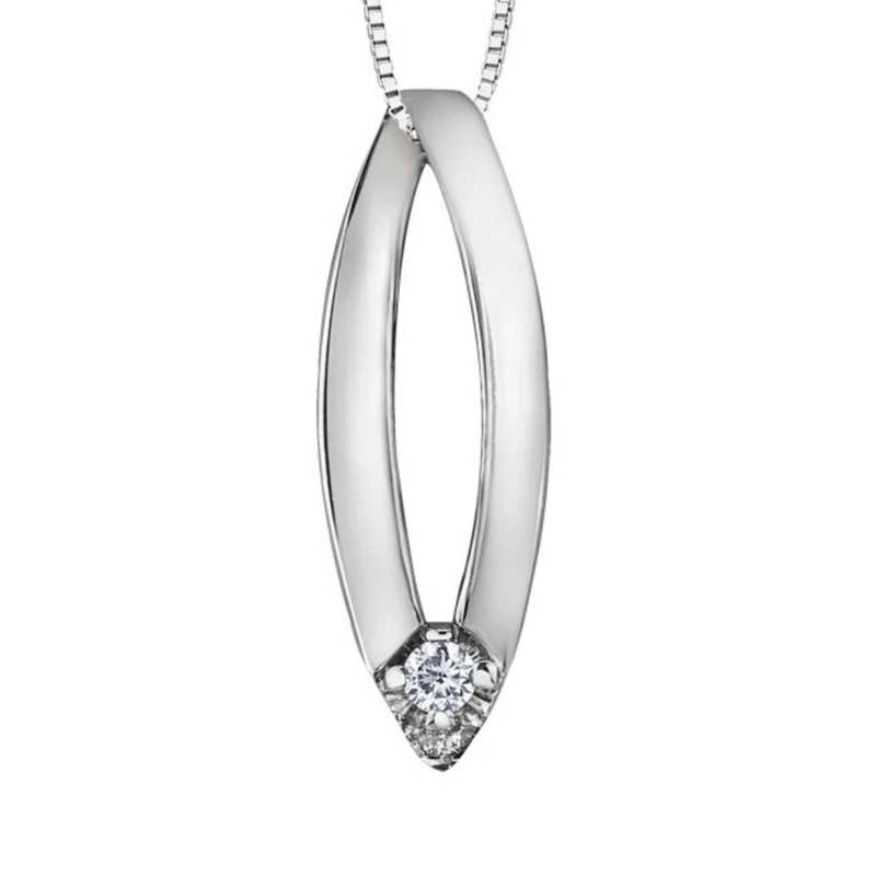 10K White Gold .03ct Diamond Oblong Slider with Chain