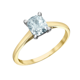 14K Yellow & White Gold 1.51ct Cushion Lab Diamond Solitaire Ring