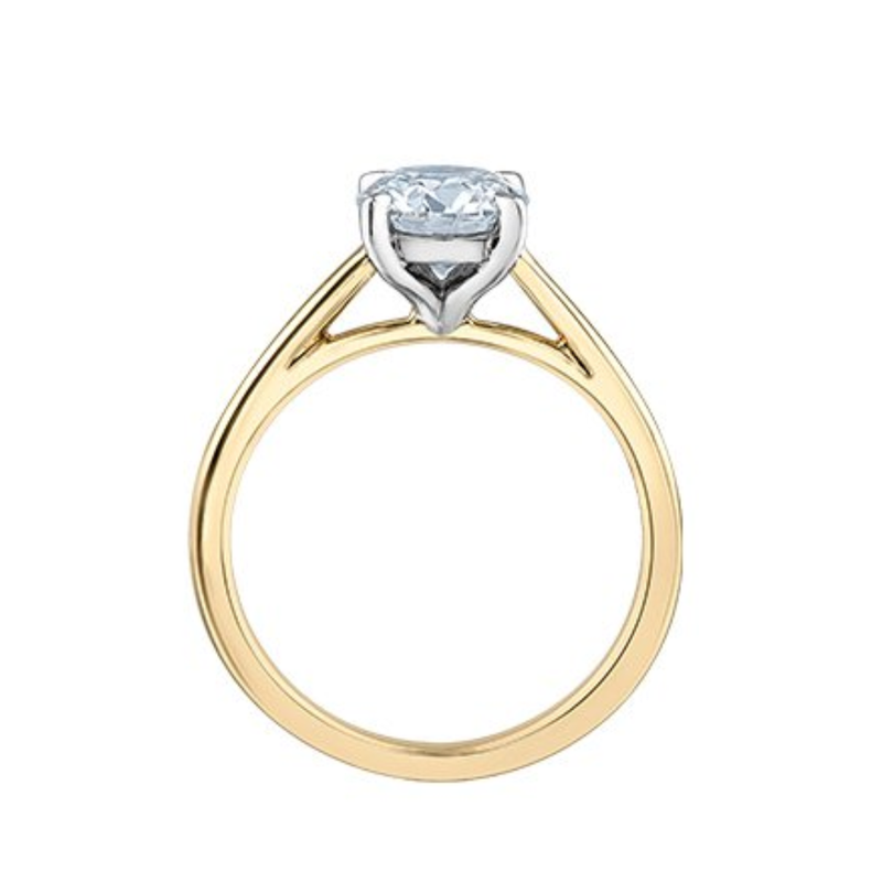 14K Yellow & White Gold 1.51ct Cushion Lab Diamond Solitaire Ring