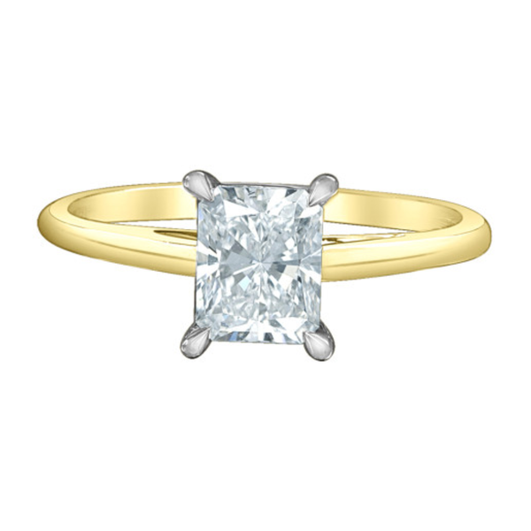 14K Yellow & White Gold 1.59ct Radiant Lab Diamond Solitaire Ring