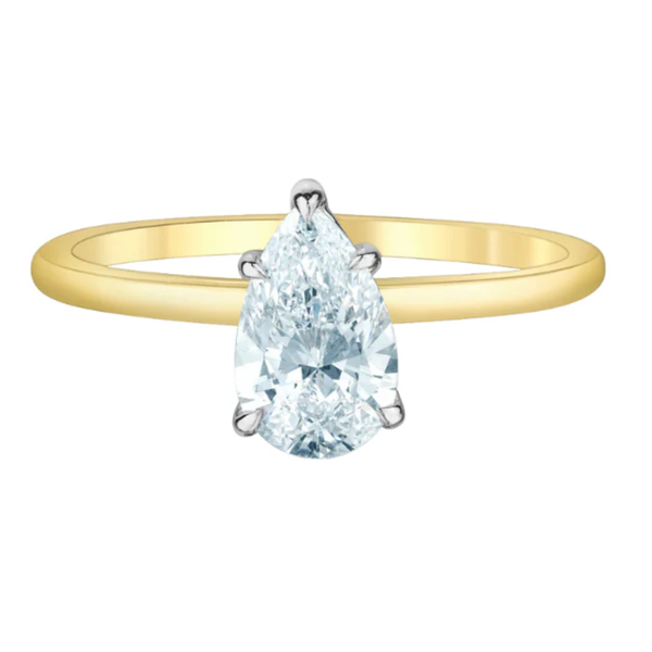 14K Yellow & White Gold 2.06ct Pear Lab Diamond Solitaire Ring