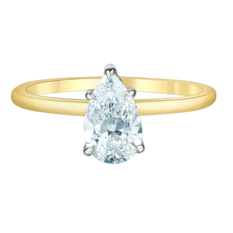 14K Yellow & White Gold 2.06ct Pear Lab Diamond Solitaire Ring