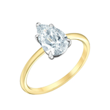 14K Yellow & White Gold 2.06ct Pear Lab Diamond Solitaire Ring
