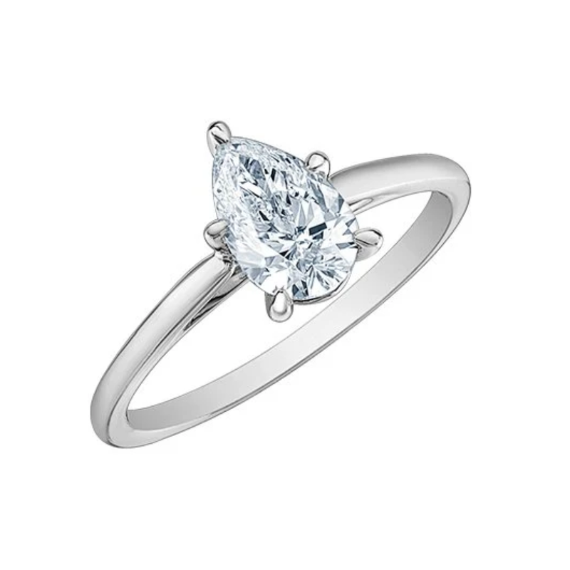 14K White Gold 1.51ct Pear Lab Diamond Solitaire Ring